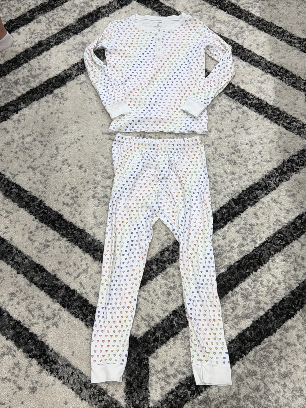 Roller Rabbit White Rainbow Heart Kids Pajama Set